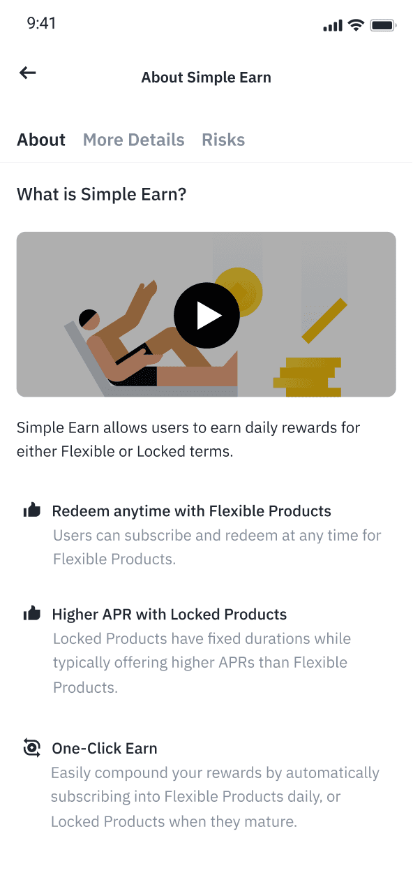 Binance About Simple Earn page